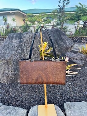 ETRO Milano Made in Italy Paisley Structured Tote Shoulder Bag Brown Black